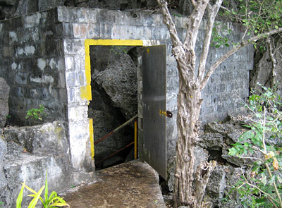 Entry to the first cave is via a door in the side of the island