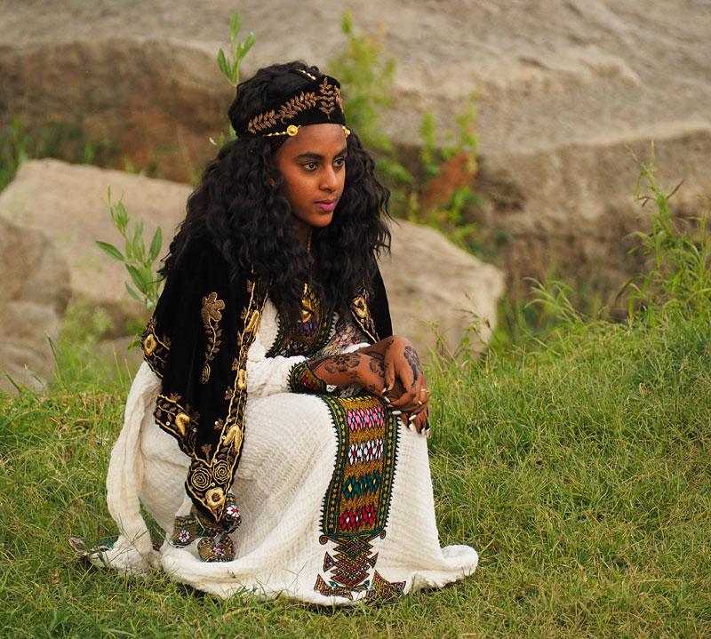 The bride poses for a wedding photo in Axum, northern Ethiopia.
