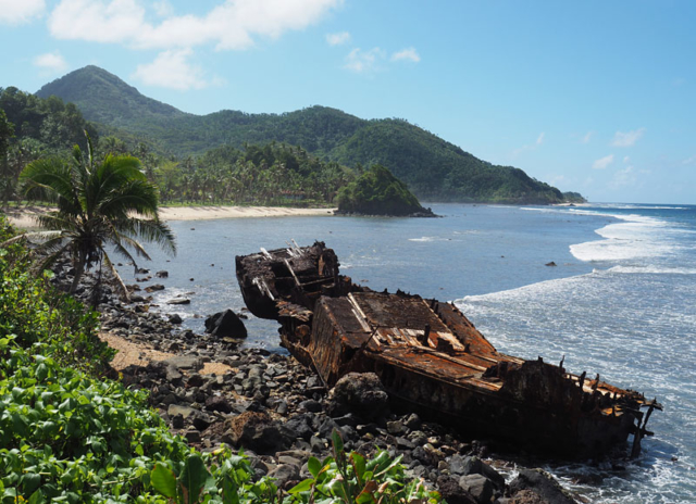 A shipwreck in eastern Tutuila, near Alega village.