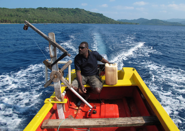Hitching a ride on a fishing boat between Ambrym and Malekula islands