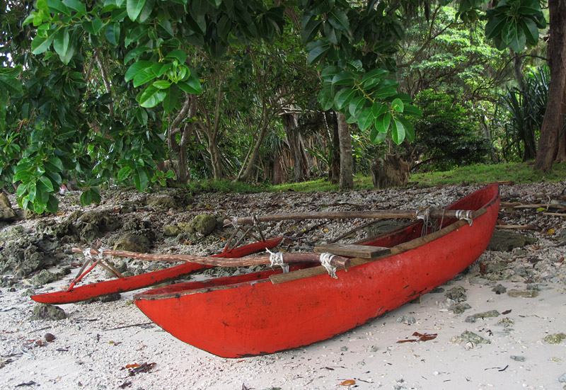 Outrigger canoe on a beach on Efate Island