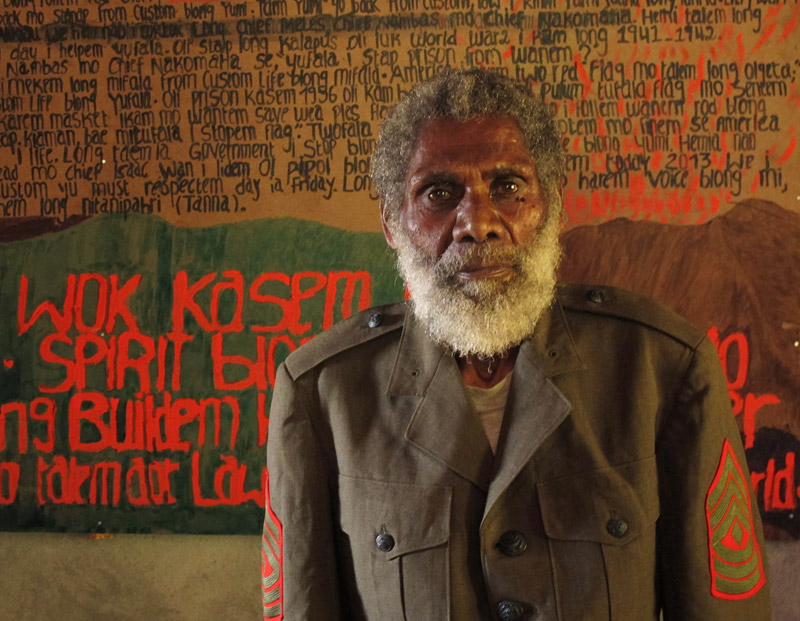Chief Isaak, head man of Namakara village, a centre of the John Frum “cargo cult” on Tanna Island