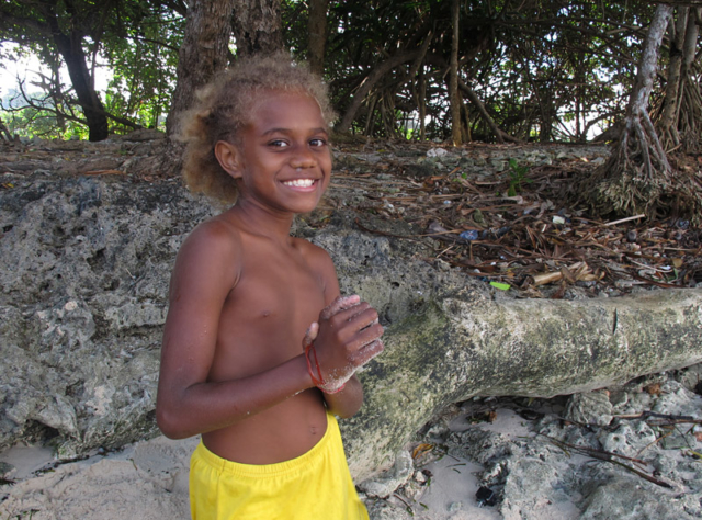 Ni-Vanuatu girl on a beach on Efate Island