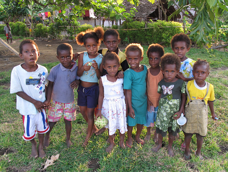 Village kids on Uluveo in the Maskelyne Islands