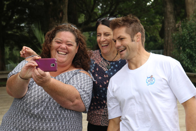 Okaihau Primary School teachers sneak a selfie with All Blacks captain Richie McCaw