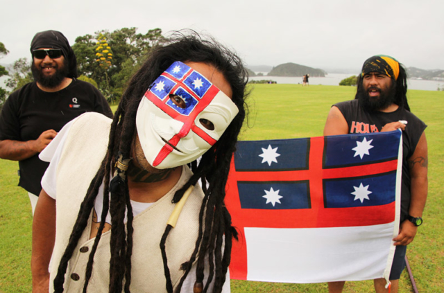 James Tahere and friends travelled hundreds of kilometres to protest the TPP