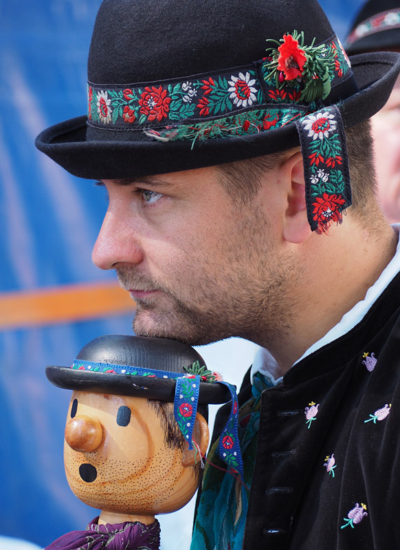 A Czech musician bears an uncanny likeness to his instrument, known as a "jingling Johnny"