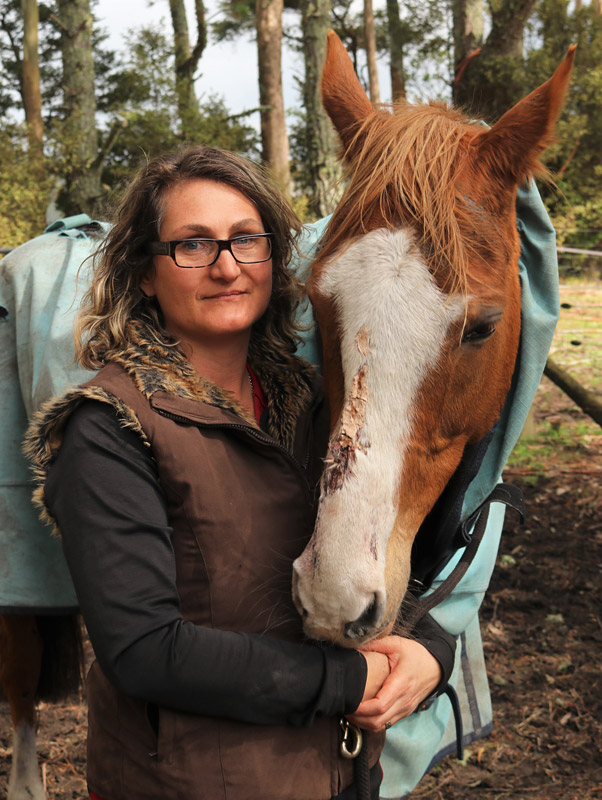 SEPTEMBER: Ingrid Wilkinson with Molly, injured during a massive electrical storm at Waipapa. Photo: Peter de Graaf