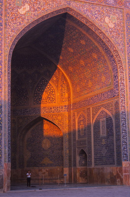 A man prays in an iwan, or portal, of the 17th century Imam Mosque in Esfahan