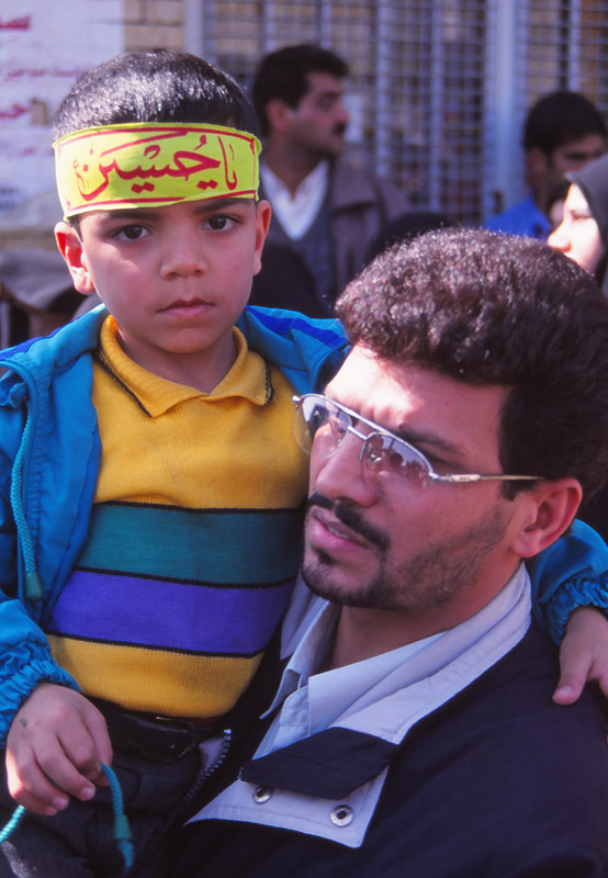 Father and son at Jerusalem Day protests in Yazd