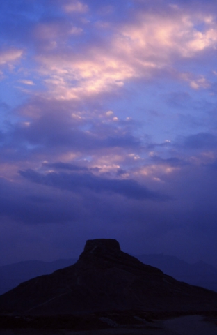 A Zoroastrian Tower of Silence at sunset, Yazd