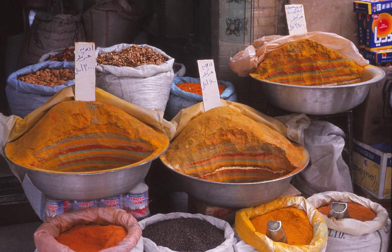 Persian spices at a shop in Qazvin