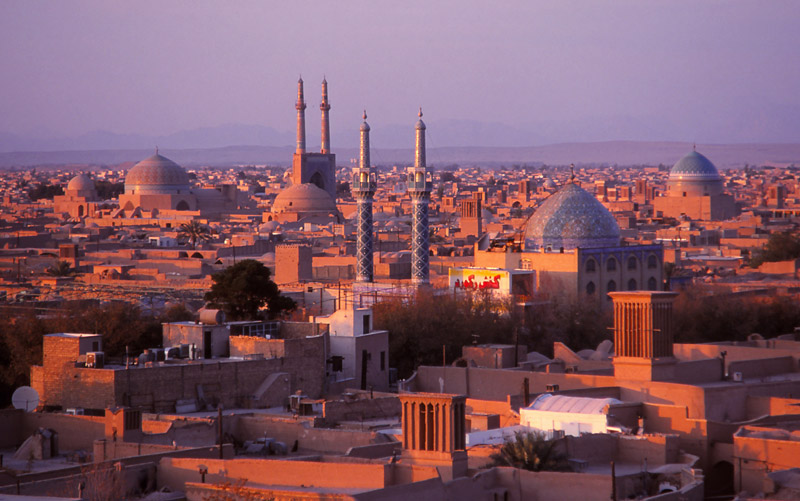 Evening view of Yazd from a minaret of the Amir Chaqmaq complex