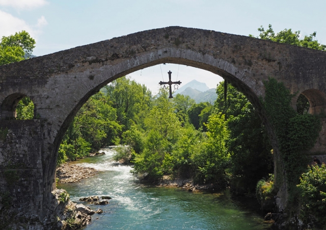 The 13th century Puente Romano (“Roman Bridge”) in Cangas de Onís, Spain