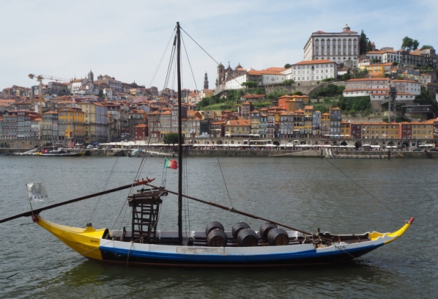Traditional boats called rabelo used to bring port to Porto from vineyards upriver