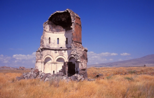 The Church of the Redeemer (built in 1034-36AD), in Ani, was split by lightning in 1955