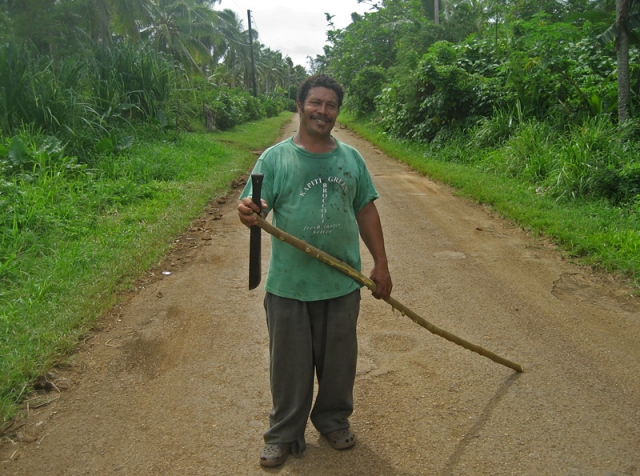 A man heads to his fields on Vava’u Island