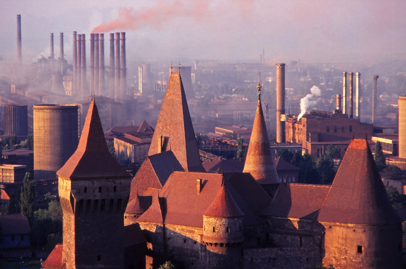 Corvin Castle was almost entirely surrounded by a giant steel mill