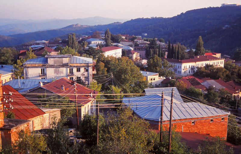 View over the rooftops of Sighnaghi, a charming mountain town in eastern Georgia