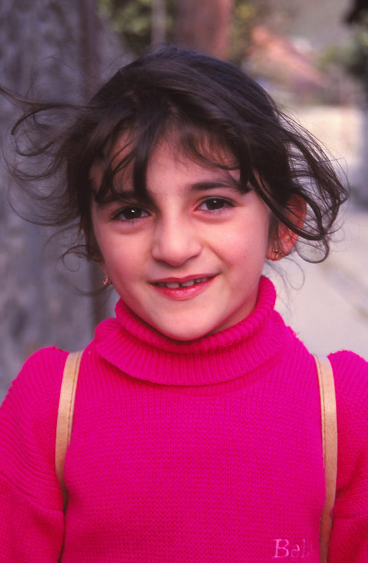 A schoolgirl in the mountain village of Lahıc