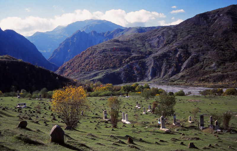 A cemetery near the mountain town of Lahıc
