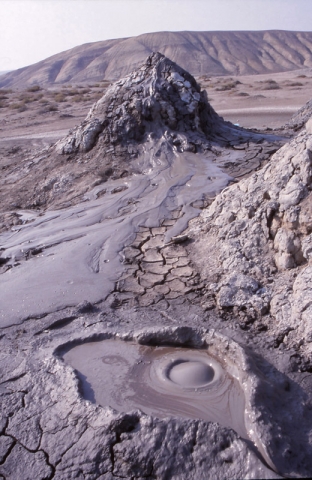 Mud “volcanoes” bubble and ooze at Qobustan
