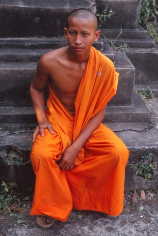 A monk at Wat Si Saket Temple, Vientiane