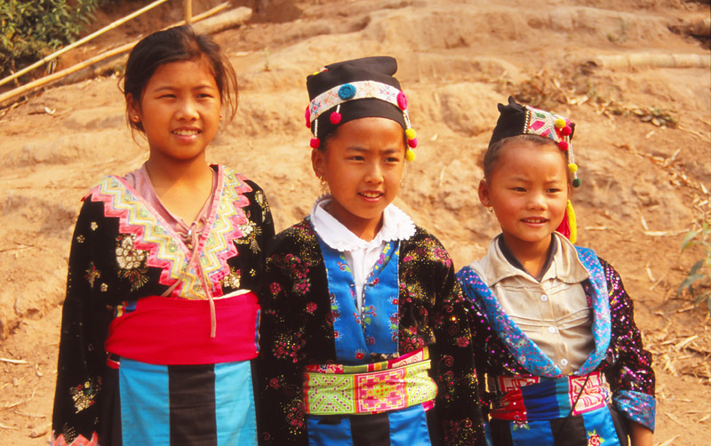 Girls in traditional Hmong dress