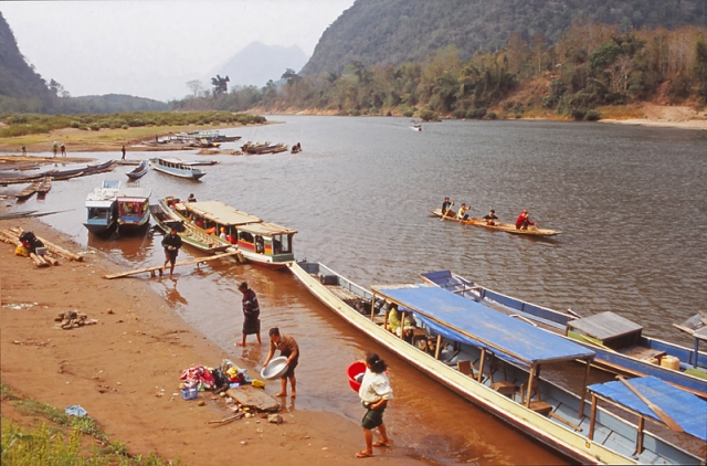 Riverside scene in Muang Noi Neua, a village accessible only by boat