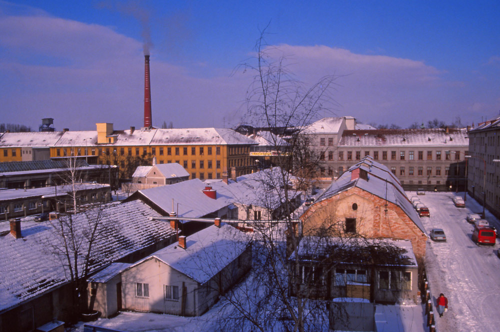 View of Koh-i-noor pencil factory from my window on Komenského Street, České Budějovice