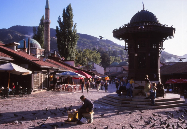 Bosnia, 1999: A scene in Baščaršija, Sarajevo’s old Turkish district