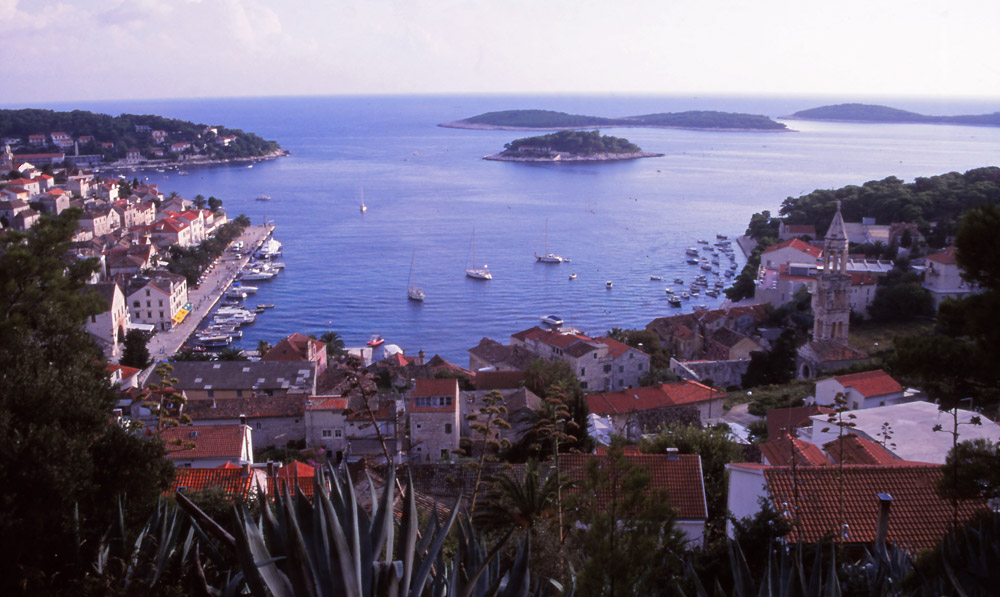 Croatia, 1999: The picturesque harbour of Hvar on the island of the same name