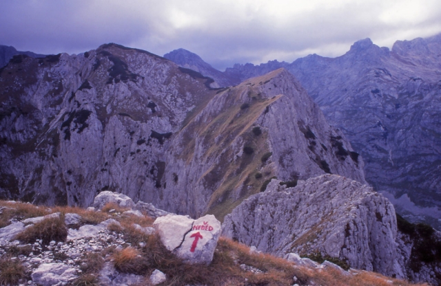 Montenegro, 1999: Track marker in Durmitor National Park