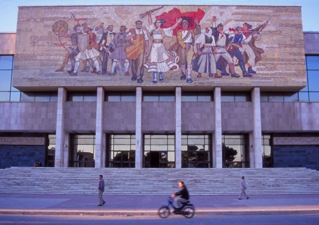 Socialist-realist mosaic mural on the National Museum in Tirana