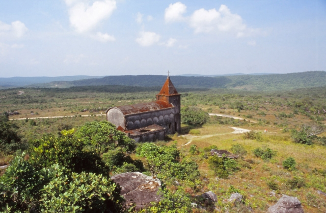 An abandoned church in a French colonial hill station, now part of Bokor National Park