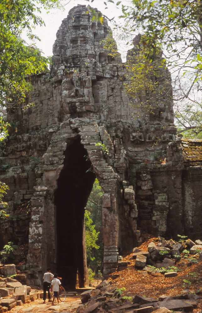 The western gate of Angkor Thom ("Great City"), the 12th century capital of the Khmer Empire