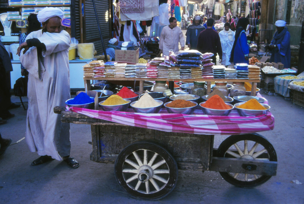 A mobile spice seller in Aswan