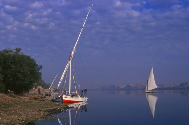 The felucca I sailed on ties up for a pee stop on the way to Edfu