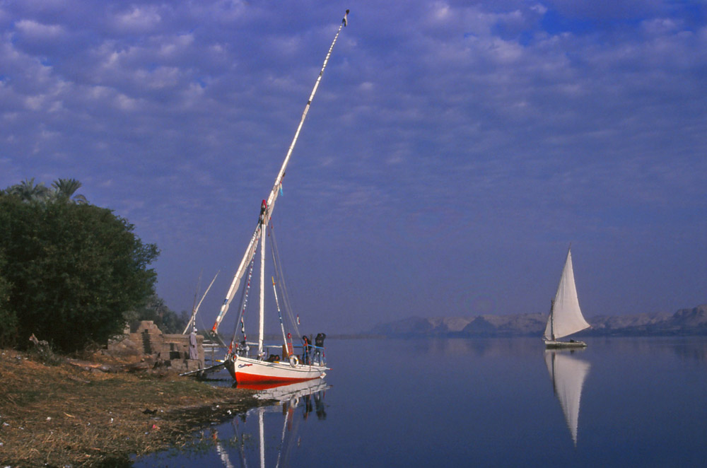 The felucca I sailed on ties up for a pee stop on the way to Edfu