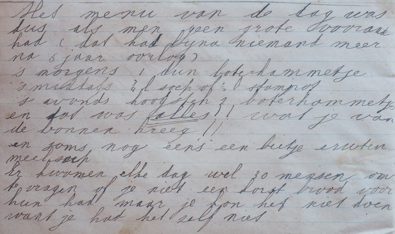 Excerpt from my father's Hunger Diary. 