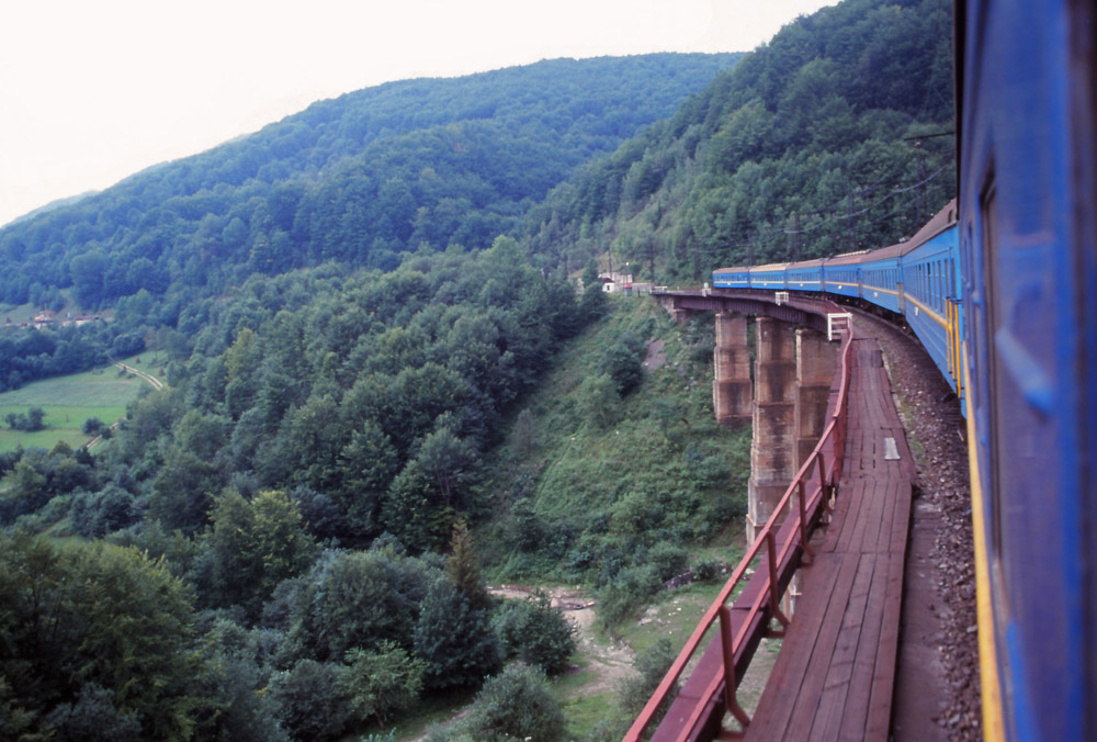 The train from Uzhhorod, near the Slovakian border, to Lviv passes through the Carpathian Mountains
