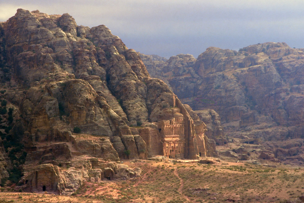 A distant view of Petra's Royal Tombs