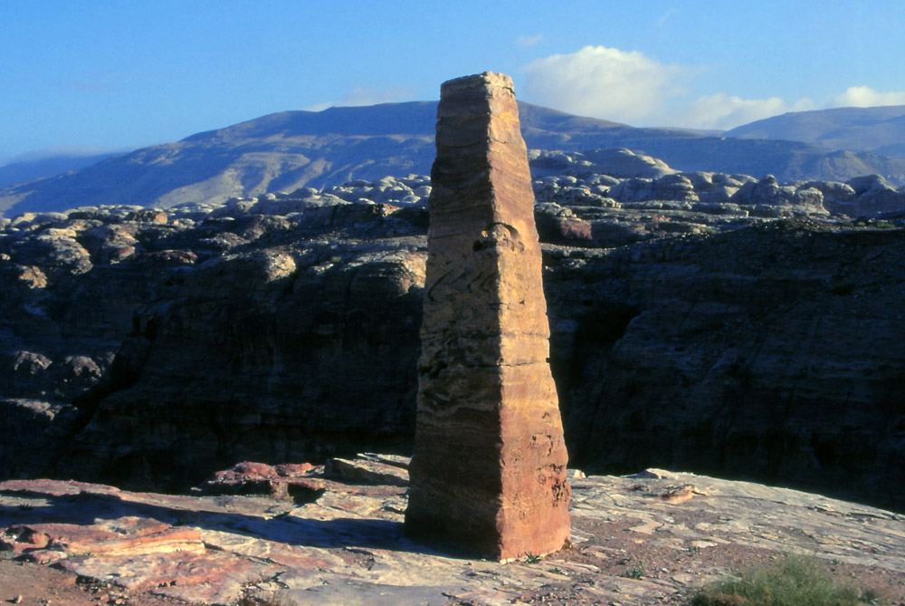 An obelisk at the mountain-top High Place of Sacrifice