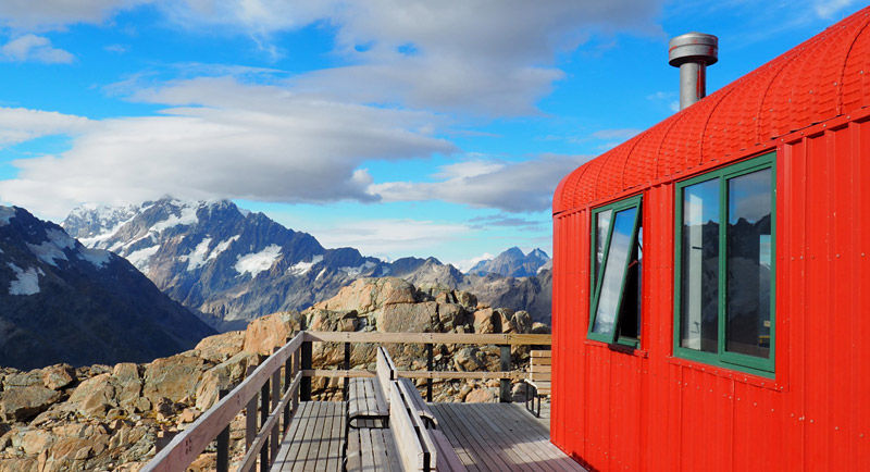 Nothing beats the view from the deck of a mountain hut