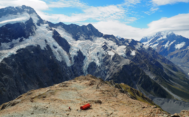 Mueller Hut as seen form Mt Ollivier