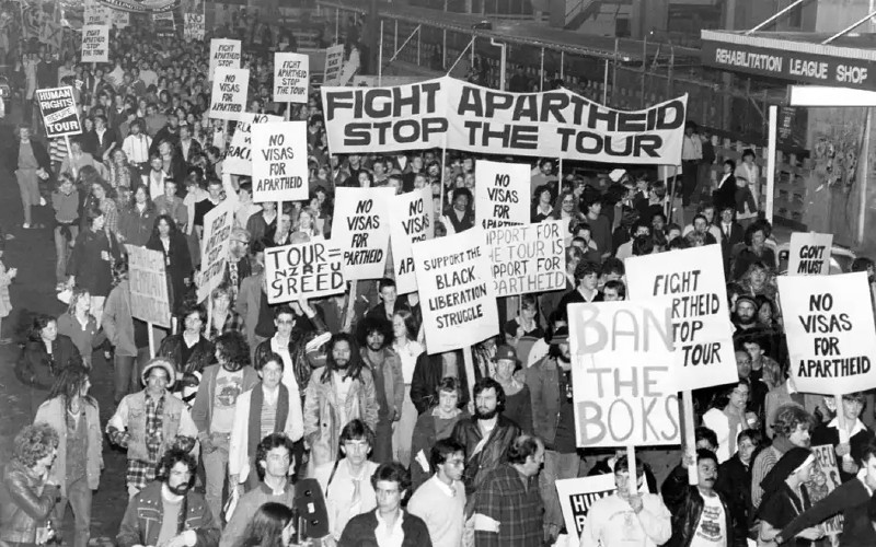 Photo from the Fairfax archive of a 1981 Springbok tour protest. Photo: Duncan Miller Gallery